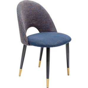 Kare-Design Stuhl, Blau, Schwarz, Gold, Metall, Textil, konisch, rund, 49x84x54 cm, Stoffauswahl, Esszimmer, Stühle, Esszimmerstühle