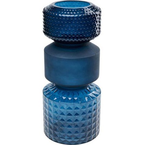 Kare-Design Vase, Blau, Glas, 18x42x18 cm, zum Stellen, Dekoration, Vasen, Glasvasen