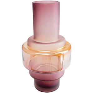 Kare-Design Vase, Rosa, Gold, Glas, 35.5 cm, zum Stellen, Dekoration, Vasen, Glasvasen