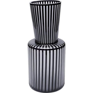 Kare-Design Vase, Schwarz, Weiß, Glas, 18x41x18 cm, zum Stellen, auch für frische Blumen geeignet, Dekoration, Vasen, Glasvasen