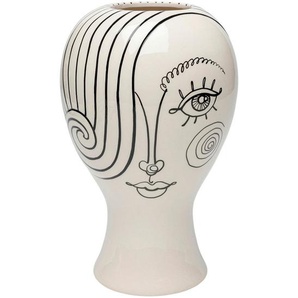 Kare-Design Vase, Weiß Hochglanz, Schwarz, Keramik, 19x30x19 cm, handgemacht, Dekoration, Vasen, Keramikvasen