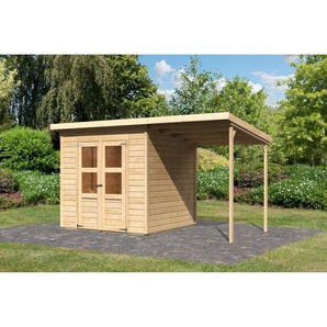 Karibu Gartenhaus-Set Berseburg 4 Fichtenholz naturbelassen 219 x 370 x 214 cm