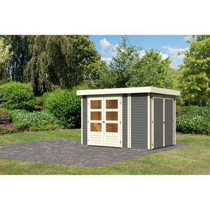 Karibu Gartenhaus-Set Betola 2 terragrau mit Schrank 317 x 211 x 238 cm