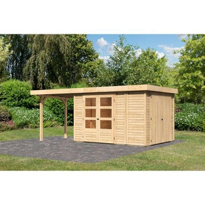 Karibu Gartenhaus-Set Betola 4  Fichtenholz naturbelassen 211 x 537 x 246 cm