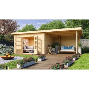 Karibu Gartenhaus-Set Fortheim 4 Fichtenholz naturbelassen 229,5 x 664 x 309 cm