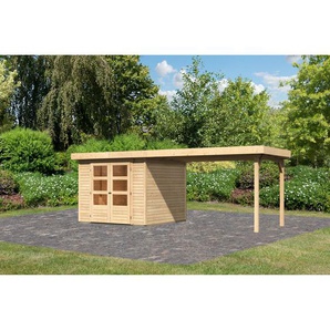 Karibu Gartenhaus-Set Raskola 3,5 naturbelassen mit Schleppdach 528,5 x 211 x 262 cm