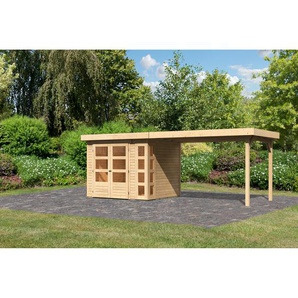 Karibu Gartenhaus-Set Terko 3 naturbelassen mit Schleppdach 528,5 x 211 x 238 cm