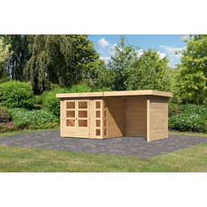 Karibu Gartenhaus-Set Terko 3 naturbelassen mit Schleppdach, Seiten- und Rückwand 491 x 211 x 238 cm