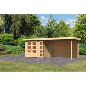 Karibu Gartenhaus-Set Terko 3 naturbelassen mit Schleppdach und Rückwand 528,5 x 211 x 238 cm