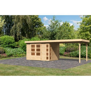 Karibu Gartenhaus-Set Terko 4 naturbelassen mit Schleppdach 609 x 211 x 238 cm