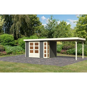 Karibu Gartenhaus-Set Terko 4 terragrau mit Schleppdach 609 x 211 x 238 cm