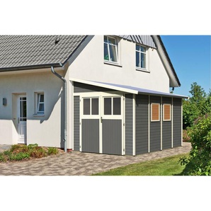 Karibu Gartenhaus Walsorde 4 terragrau 255 x 243 x 232 cm