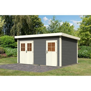 Karibu Gartenhaus Wattrup Fichtenholz terragrau 230 x 424 x 274 cm