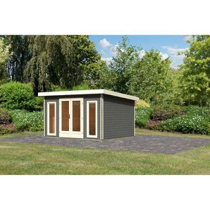 Karibu Premium-Gartenhaus Borsuma 2 terragrau 406 x 331,5 x 229,5 cm