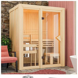 Karibu Sauna Alani 1, BxTxH: 155 x 122 x 198 cm, 68 mm, mit Ofen 3,6 kW Bio ext. Strg.