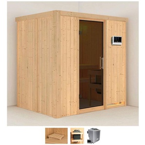 Karibu Sauna Bedine, BxTxH: 196 x 151 x 198 cm, 68 mm, (Set) 9 KW-Bio-Ofen mit externer Steuerung