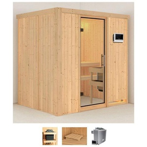 Karibu Sauna Bedine, BxTxH: 196 x 151 x 198 cm, 68 mm, (Set) 9 KW-Ofen mit externer Steuerung