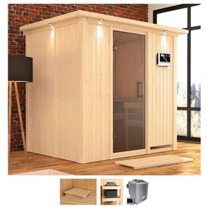 Karibu Sauna Bedine, BxTxH: 210 x 165 x 202 cm, 68 mm, (Set) 9 KW-Bio-Ofen mit externer Steuerung