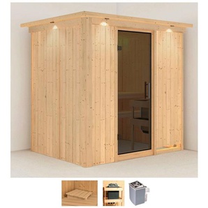 Karibu Sauna Bedine, BxTxH: 210 x 165 x 202 cm, 68 mm, (Set) 9 KW-Ofen mit integrierter Steuerung