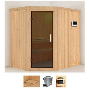 Karibu Sauna Clara, BxTxH: 151 x 196 x 198 cm, 68 mm, (Set) 9 KW-Bio-Ofen mit externer Steuerung