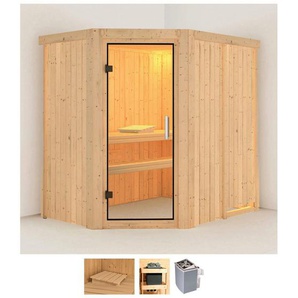 Karibu Sauna Clara, BxTxH: 151 x 196 x 198 cm, 68 mm, (Set) 9 KW-Ofen mit integrierter Steuerung