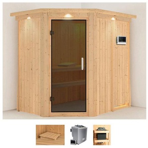 Karibu Sauna Clara, BxTxH: 165 x 210 x 202 cm, 68 mm, (Set) 9 KW-Bio-Ofen mit externer Steuerung