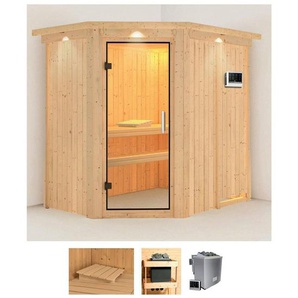 Karibu Sauna Clara, BxTxH: 165 x 210 x 202 cm, 68 mm, (Set) 9 KW-Bio-Ofen mit externer Steuerung