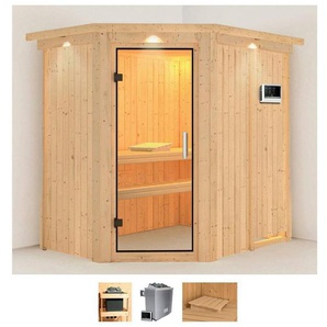 Karibu Sauna Clara, BxTxH: 165 x 210 x 202 cm, 68 mm, (Set) 9 KW-Ofen mit externer Steuerung