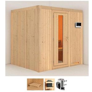 Karibu Sauna Dima, BxTxH: 196 x 170 x 198 cm, 68 mm, (Set) 3,6-kW-Plug & Play Ofen mit externer Steuerung