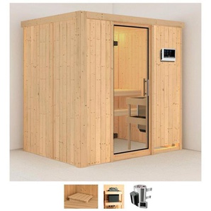 Karibu Sauna Finja, BxTxH: 196 x 151 x 198 cm, 68 mm, (Set) 3,6-kW-Plug & Play Ofen mit externer Steuerung