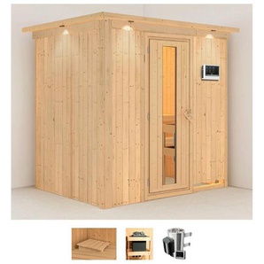 Karibu Sauna Finja, BxTxH: 210 x 165 x 202 cm, 68 mm, (Set) 3,6-kW-Plug & Play Ofen mit externer Steuerung