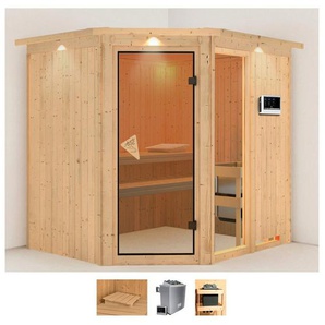 Karibu Sauna Frigga 2, BxTxH: 210 x 184 x 202 cm, 68 mm, (Set) 9-kW-Ofen mit externer Steuerung