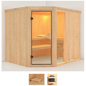 KARIBU Sauna Frigga 3 Saunen ohne Ofen beige (naturbelassen) Saunen