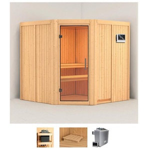 Karibu Sauna Jarin, BxTxH: 196 x 196 x 198 cm, 68 mm, (Set) 9-kW-Ofen mit externer Steuerung