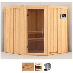 Karibu Sauna Jarin, BxTxH: 196 x 196 x 198 cm, 68 mm, (Set) 9-kW-Ofen mit externer Steuerung