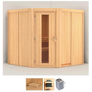 Karibu Sauna Jarin, BxTxH: 196 x 196 x 198 cm, 68 mm, (Set) 9-kW-Ofen mit integrierter Steuerung