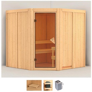 Karibu Sauna Jarin, BxTxH: 196 x 196 x 198 cm, 68 mm, (Set) 9-kW-Ofen mit integrierter Steuerung