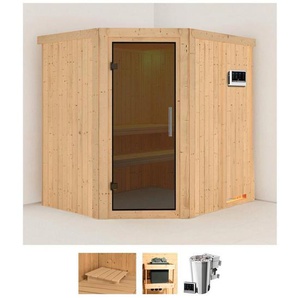 Karibu Sauna Laila, BxTxH: 196 x 170 x 198 cm, 68 mm, (Set) 3,6-kW-Bio-Plug & Play Ofen mit externer Steuerung