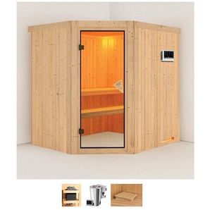 Karibu Sauna Laila, BxTxH: 196 x 170 x 198 cm, 68 mm, (Set) 3,6-kW-Bio-Plug & Play Ofen mit externer Steuerung