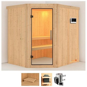 Karibu Sauna Laila, BxTxH: 196 x 170 x 198 cm, 68 mm, (Set) 3,6-kW-Plug & Play Ofen mit externer Steuerung