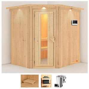 Karibu Sauna Laila, BxTxH: 210 x 184 x 202 cm, 68 mm, (Set) 3,6-kW-Bio-Plug & Play Ofen mit externer Steuerung