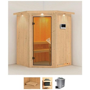 Karibu Sauna Larin, BxTxH: 165 x 165 x 202 cm, 68 mm, (Set) 9 KW-Ofen mit externer Steuerung