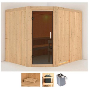 Karibu Sauna Marit, BxTxH: 231 x 196 x 198 cm, 68 mm, (Set) 9-kW-Ofen mit integrierter Steuerung