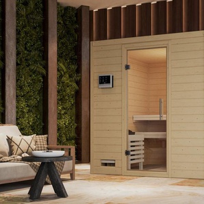 Karibu Sauna Menja, BxTxH: 196 x 196 x 200 cm, 40 mm, (Set) 9-kW-Ofen mit integrierter Steuerung