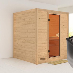 Karibu Sauna Menja, BxTxH: 196 x 196 x 200 cm, 40 mm, (Set) 9-kW-Ofen mit integrierter Steuerung