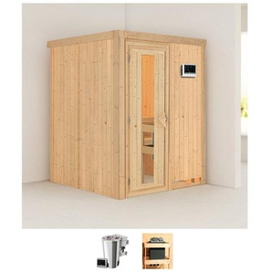 Karibu Sauna Milaja, BxTxH: 165 x 165 x 202 cm, 68 mm, (Set) 3,6-kW-Bio-Plug & Play Ofen mit externer Steuerung