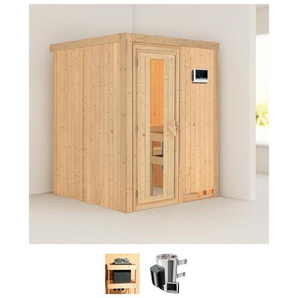 KARIBU Sauna Milaja Saunen 3,6-kW-Plug & Play Ofen mit externer Steuerung beige (naturbelassen) Saunen