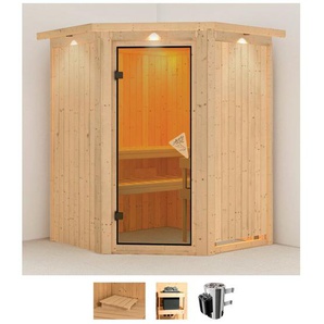 Karibu Sauna Nanna, BxTxH: 165 x 165 x 202 cm, 68 mm, (Set) 3,6-kW-Plug & Play Ofen mit integrierter Steuerung