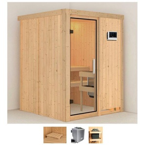 Karibu Sauna Norin, BxTxH: 151 x 151 x 198 cm, 68 mm, (Set) 9 KW-Bio-Ofen mit externer Steuerung