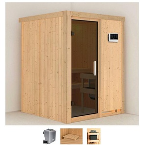 Karibu Sauna Norin, BxTxH: 151 x 151 x 198 cm, 68 mm, (Set) 9 KW-Bio-Ofen mit externer Steuerung